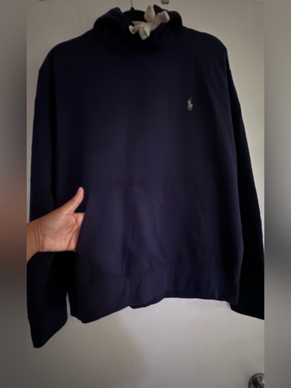 Ralph Lauren Performance Navy Pullover Hoodie with White Drawstrings. Athletic L - Picture 4 of 10